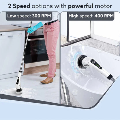 Royal Electric Spin Scrubber, Cleaning Brush Scrubber for Home, 400RPM/Mins-8 Replaceable Brush Heads-90Mins Work Time,3 Adjustable Size,2 Adjustable Speeds for Bathroom Shower Bathtub Glass Car