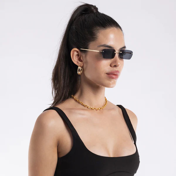 Underdog | Black Rimless Rectangle Sunglasses MG3786